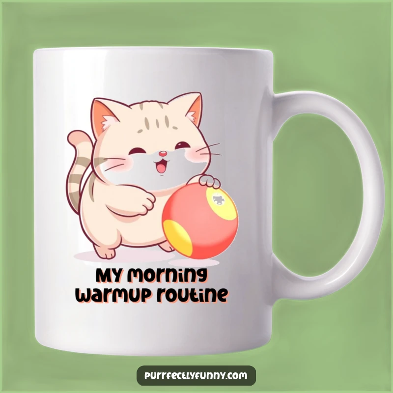 Funny Plump Cat Ball Chase Mug: Adorable Kitten's Playful Pursuit of Fun Gift