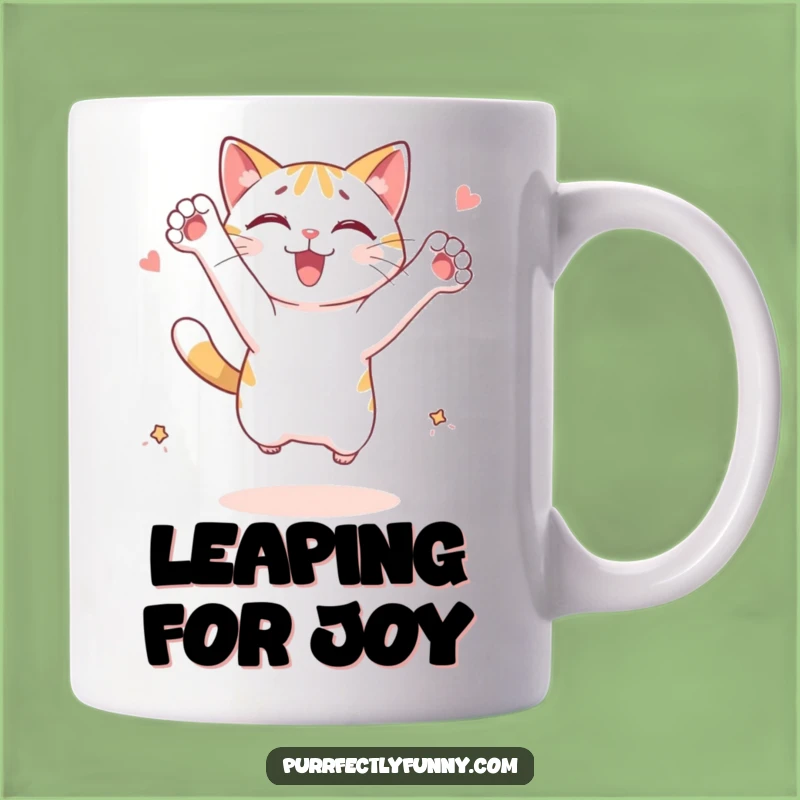 Funny Leaping Cat Mug: Imagined Treat Chase - Perfect Funny Gift for Cat Lovers!