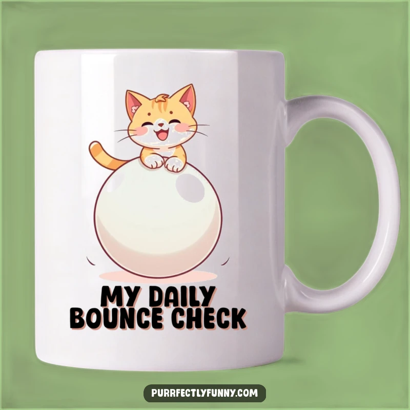 Funny Cat on Bouncy Ball Mug: Hilarious Gift for Cat Lovers and Fun Seekers