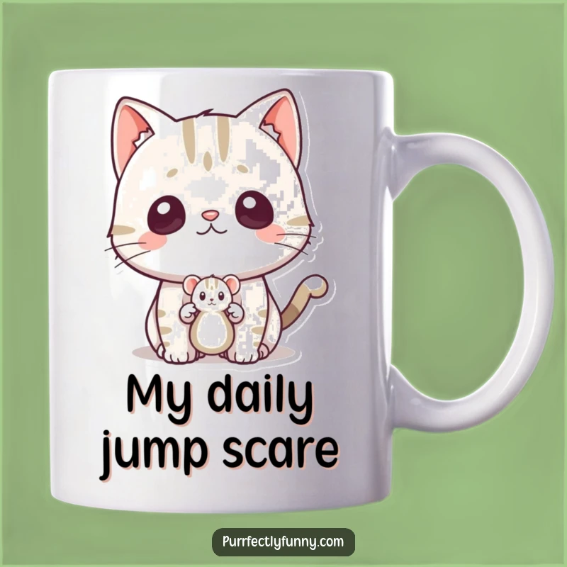 Funny Surprised Cat Toy Mouse Pop Out Mug - Perfect Humorous Gift!