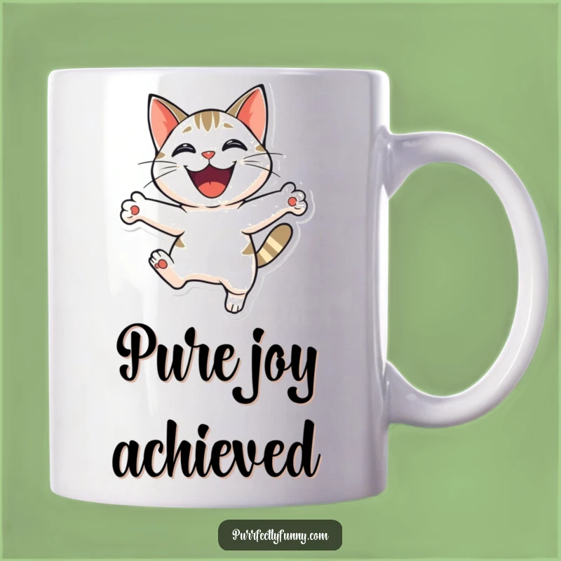 Funny Joyful Cat Leap Mug - Expressive Feline Lover Gift for Happy Mornings