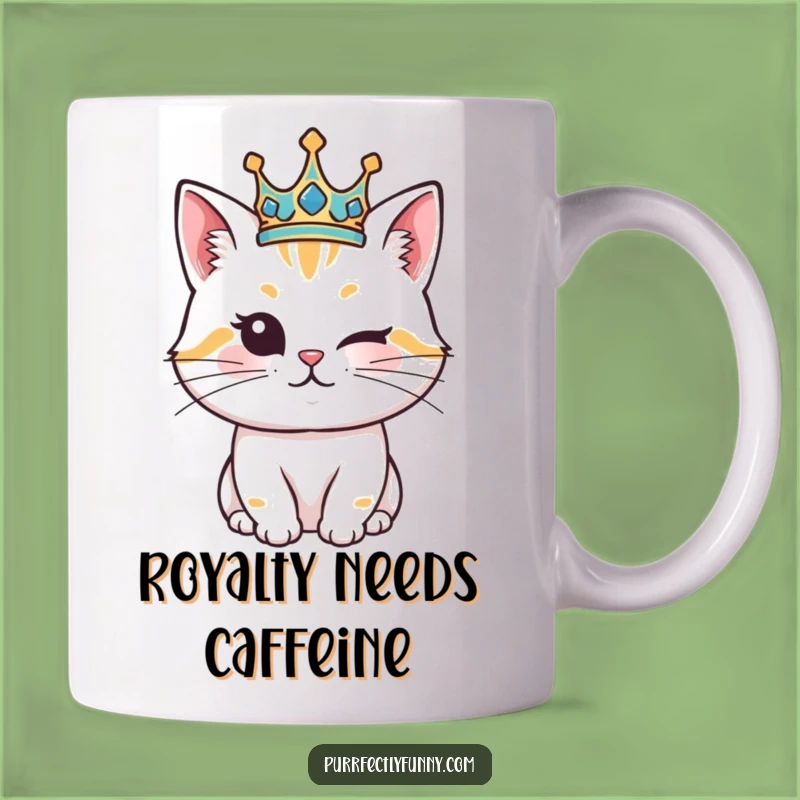 Funny Royal Cat Mug: Regal Feline Crown Wink for a Perfect Gift