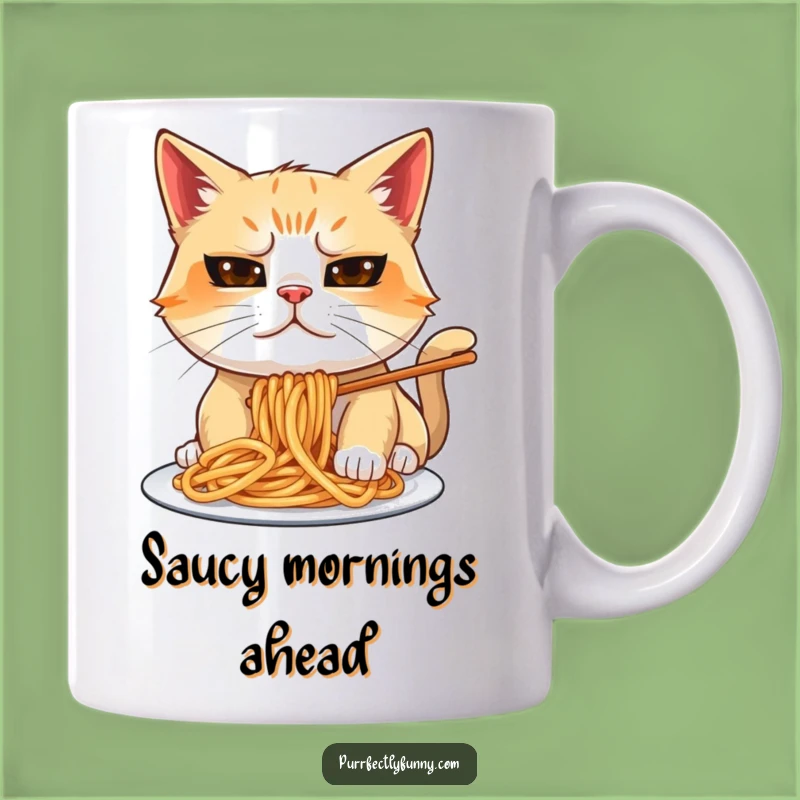 Funny Spaghetti Cat Mug: Hilarious Messy Feline Dinner Gift for Foodies