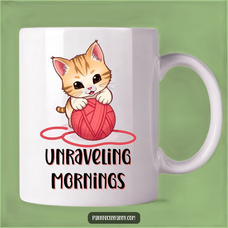 Funny Playful Cat Yarn Mug: Hilarious Pet Owner Gift for Cat Lovers