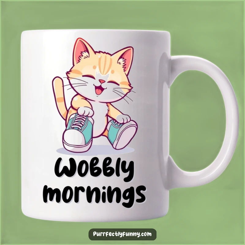 Funny Tripping Cat Mug: Hilarious Oversized Shoe Feline Gift for Clumsy Fun