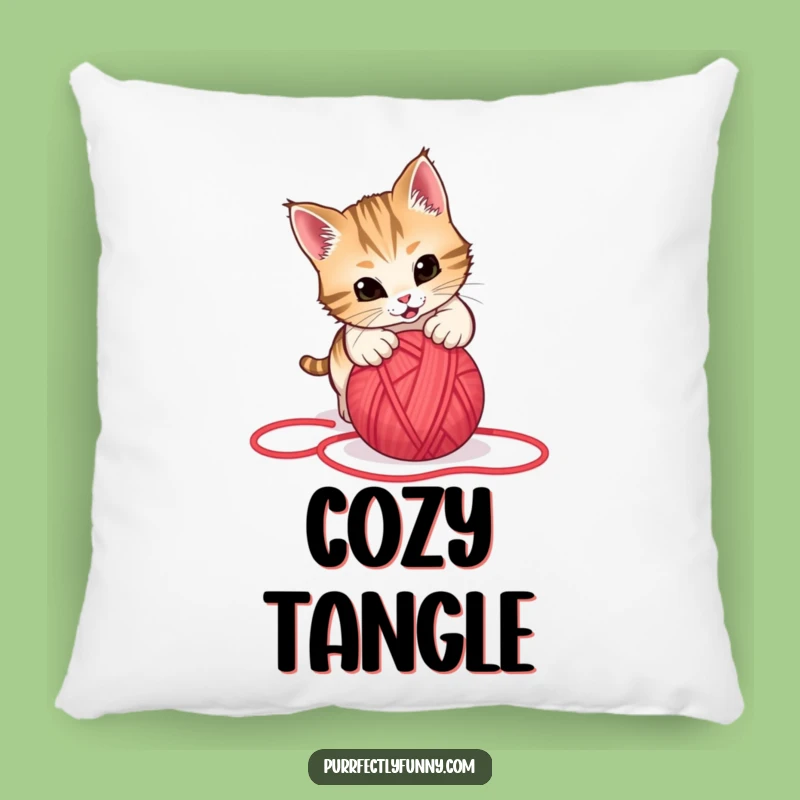Funny Cat Pouncing Yarn Pillow: Comfy and Hilarious Decor for Cat Lovers