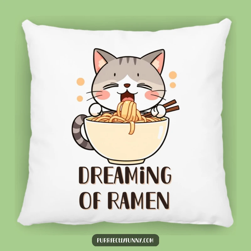 Funny Noodle Cat Slurp Pillow: Soft Comfort for Enthusiastic Eaters and Cat Lovers