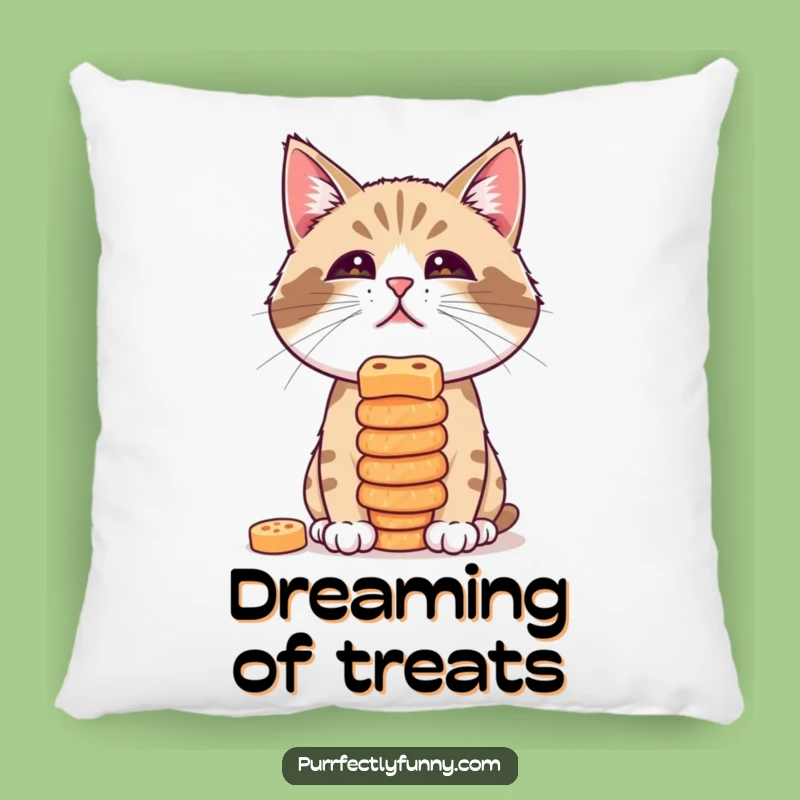 Funny Treat Balance Cat Pillow: Cozy Comfort & Snack Humor