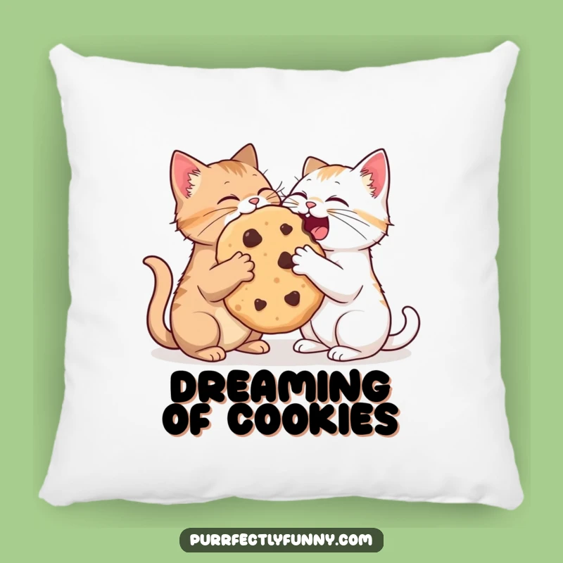 Funny Cat Cookie Sharing Pillow: Comfy Cuddles with a Hilarious Treat Scene