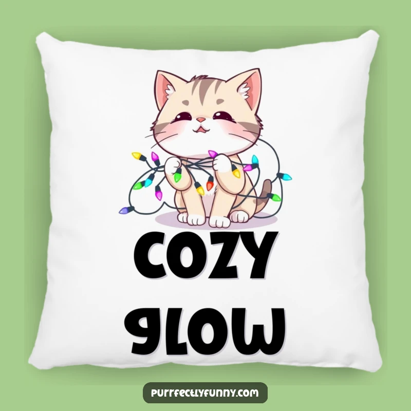 Funny Cat Lights Pillow: Cozy and Hilarious Holiday Decor