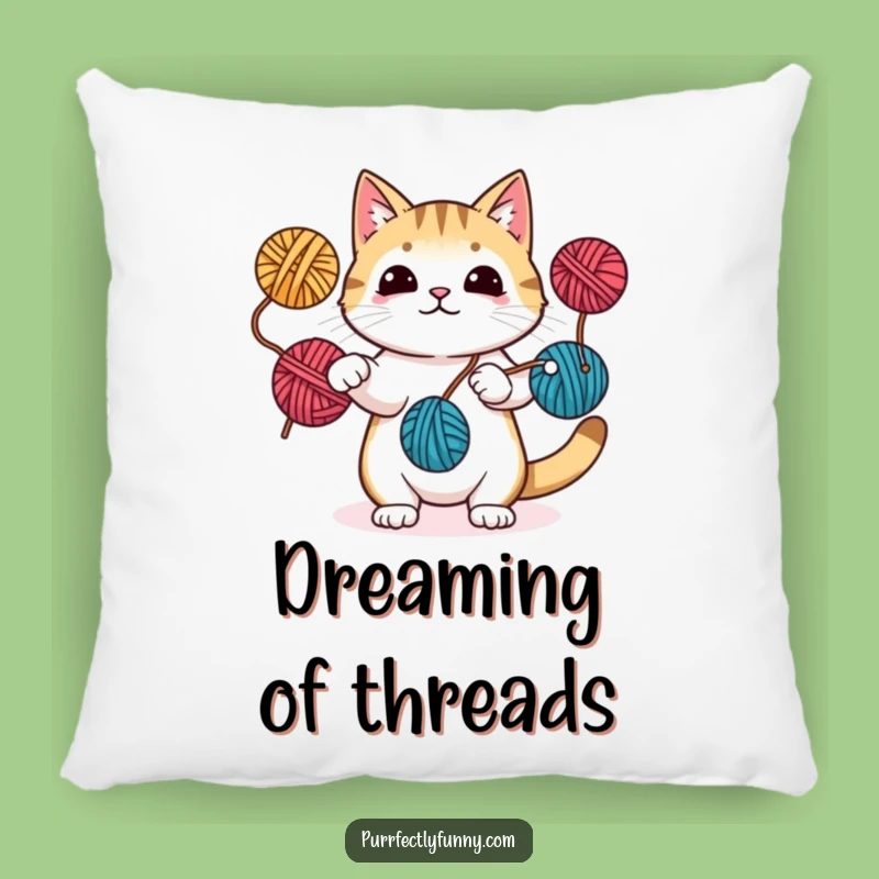 Funny Juggling Cat Yarn Pillow: Cozy Accent with Feline Talent