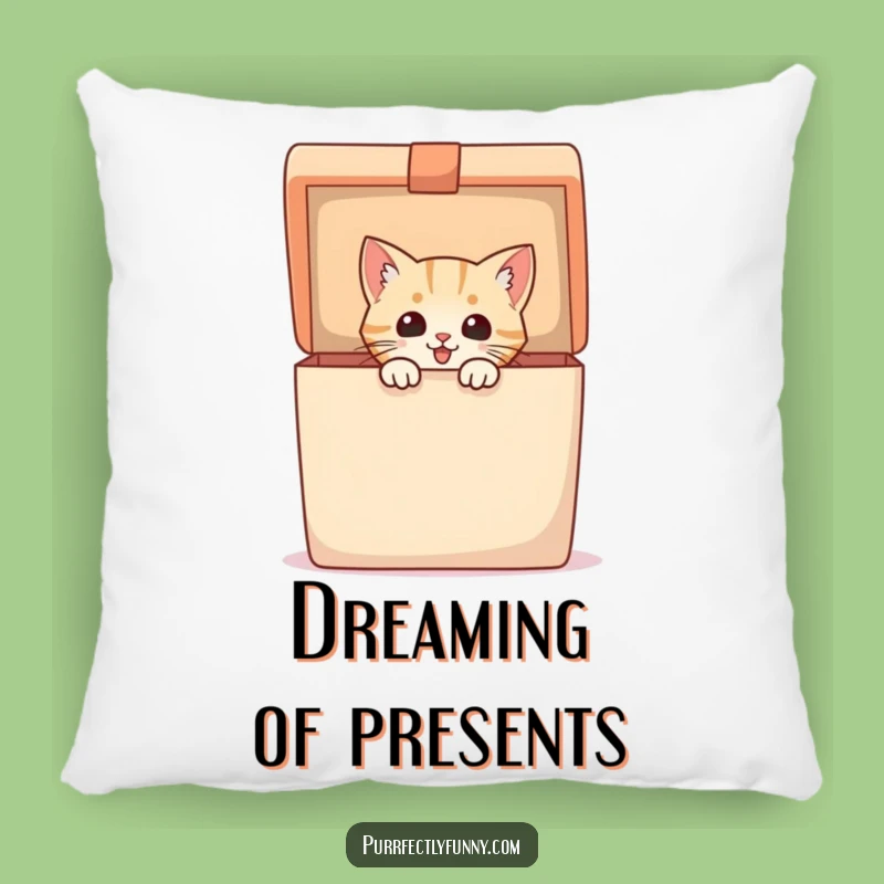 Funny Pillow: Excited Cat in Gift Box - Cozy Comfort & Laughs!
