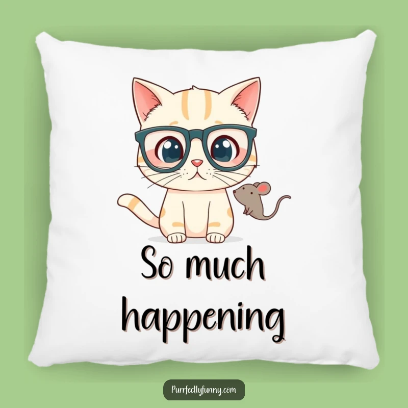 Funny Pillow: Surprised Cat in Glasses - Cozy Surprise & Laughs!