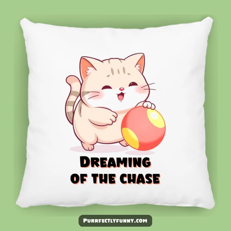 Funny Plump Cat Ball Chase Pillow: Soft & Humorous Decor for Cozy, Playful Vibes