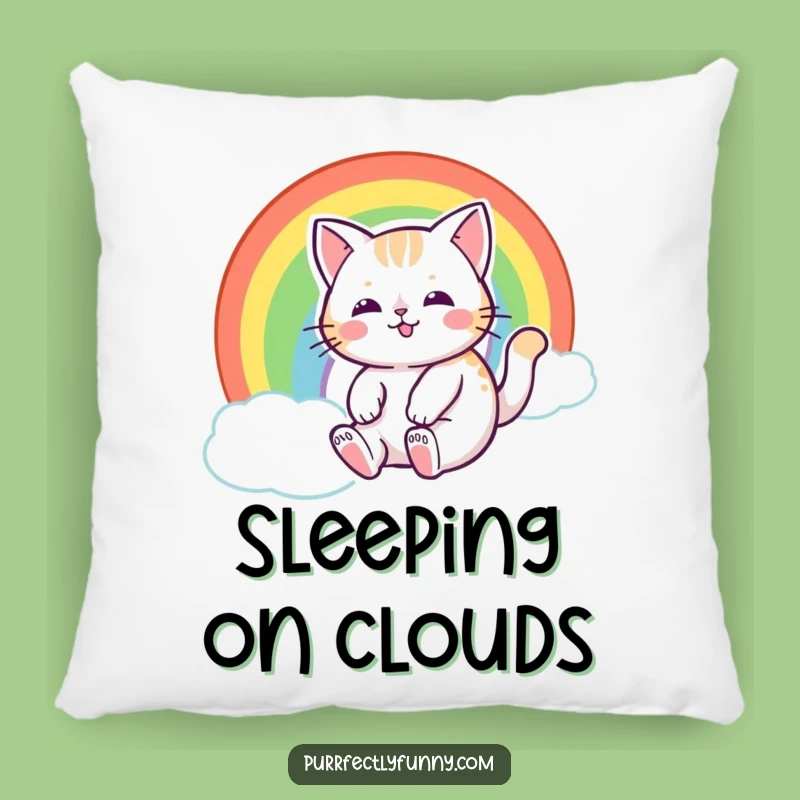 Funny Rainbow Cat Pillow - Plush Comfort with Magical Feline Vibes