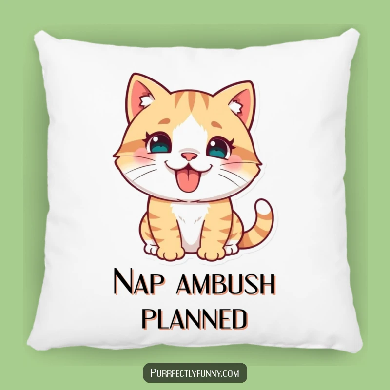 Cozy Funny Cat Pouncing Pillow - Tongue Out Comfort & Play!