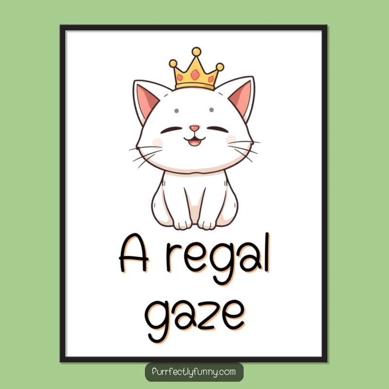 Funny Royal Cat Digital Art: Amused Feline Majesty for Your Walls