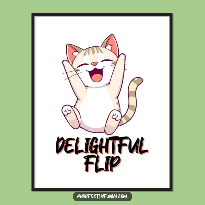 Funny Delighted Cat Digital Art - Instant Joyful Acrobat Print - Perfect Gift!