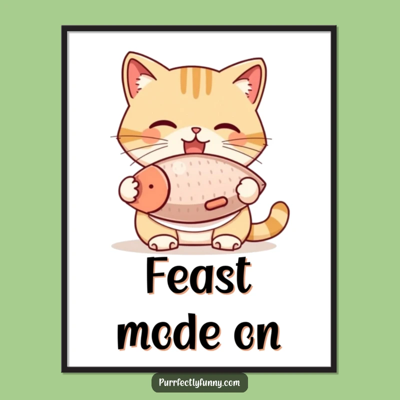 Funny Cat Bib Fish Treat Digital Art - Instant Humor for Your Home Decor