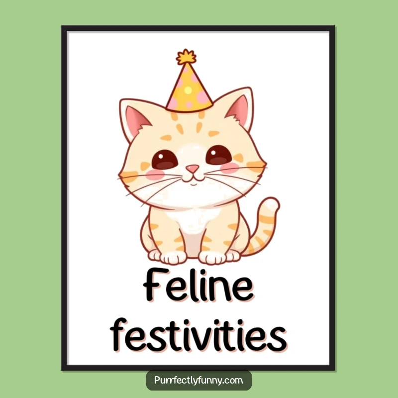 Funny Party Cat Digital Art - Decorate Your Space with this Whisker Celebration Print Gift