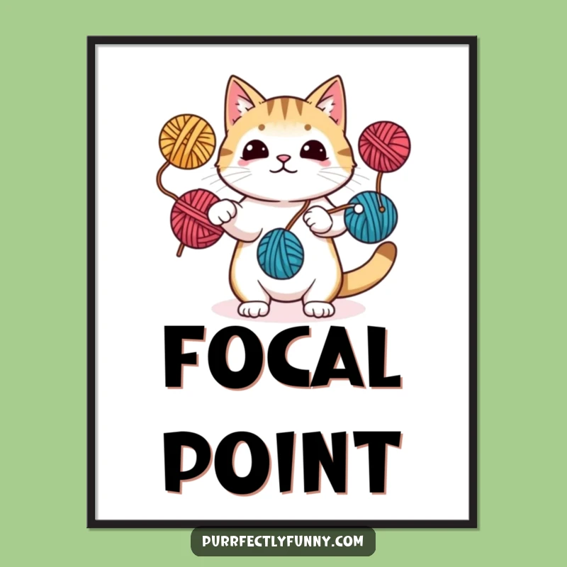 Funny Juggling Cat Yarn Digital Print: Instant Feline Talent