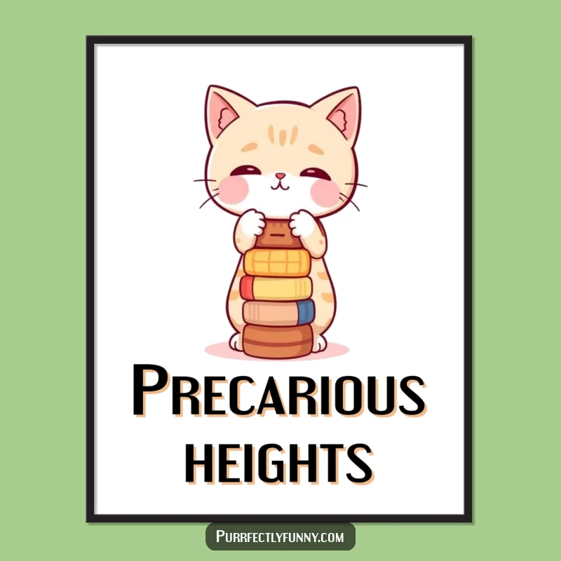 Funny Balancing Act Cat Digital Art: Embrace the Wobble at Home