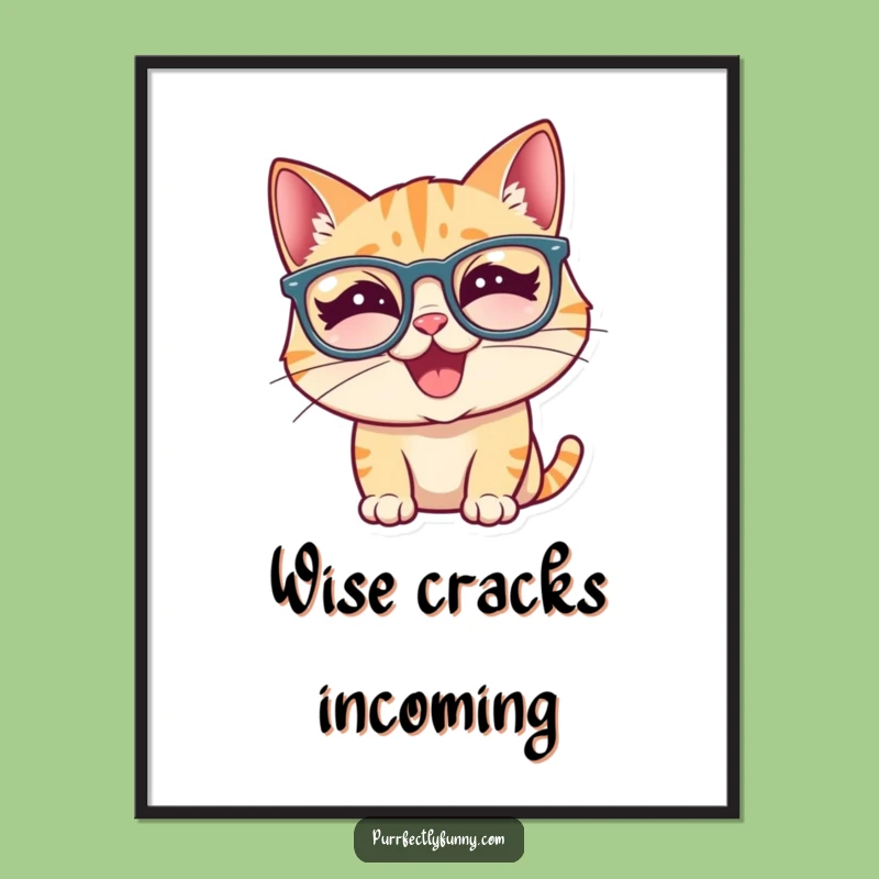 Funny Cat Digital Art: Silly Glasses Giggle - Instant Humorous Decor!