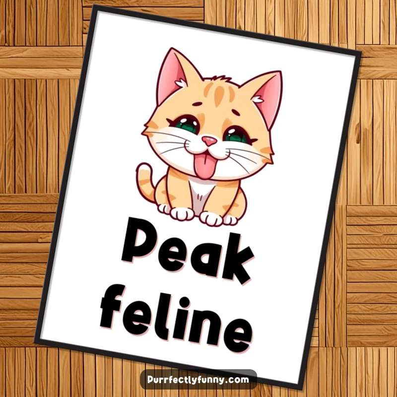 Funny cat character with a silly, tongue-out expression, as vibrant digital art for humorous decoration.