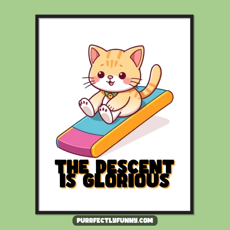 Funny Cat Ramp Slide Digital Art - Instant Playful Decor!