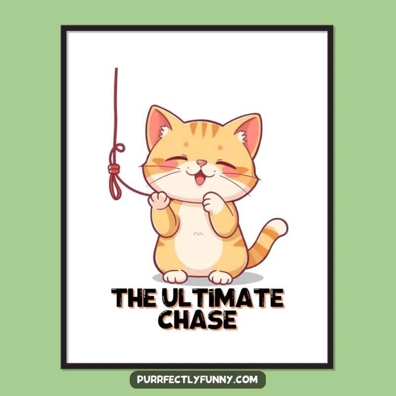Funny Cat String Play Digital Art: Instant Playful Decor