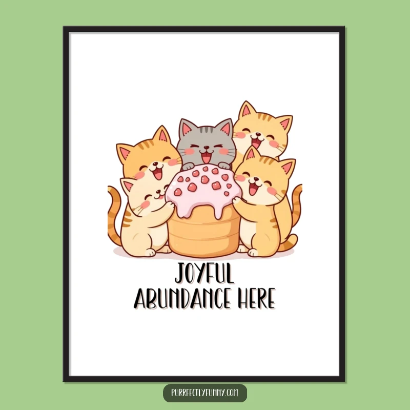 Funny Cat Treat Party Digital Art: Instant Joy for Your Walls