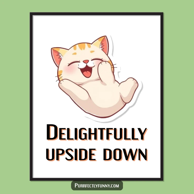 Funny Cat Tumble Digital Art: Instant Joyful Decor
