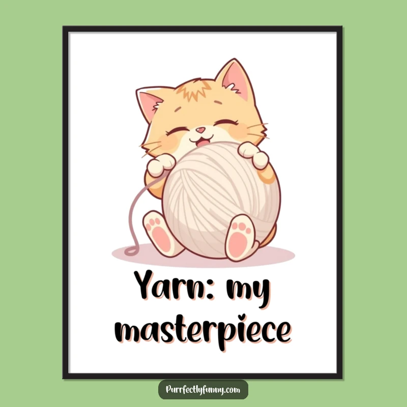 Funny Cat Yarn Digital Print - Instant Hilarious Wall Art