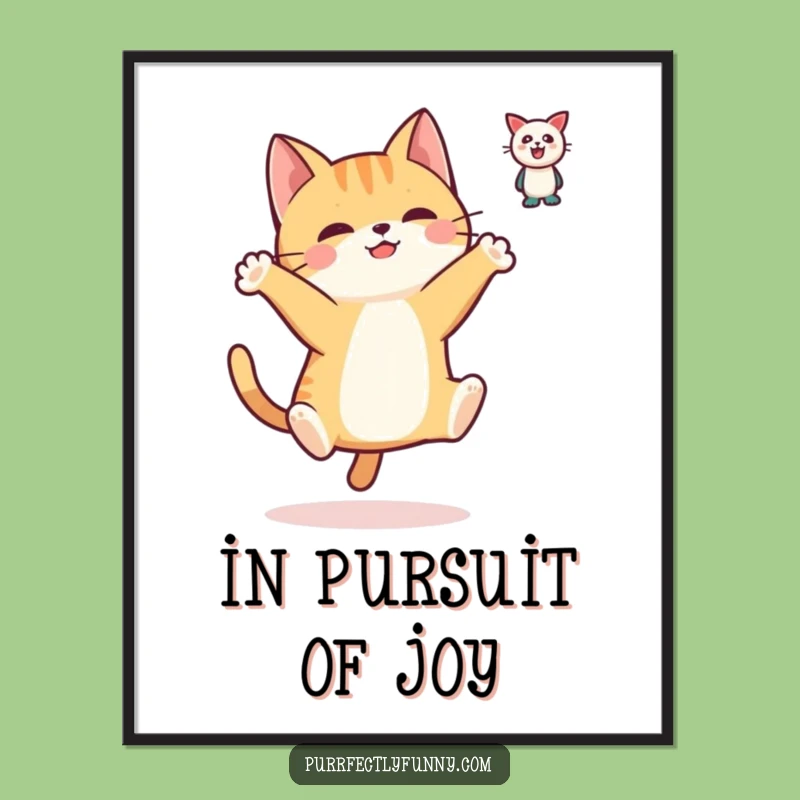 Funny Leaping Cat Digital Art: Instant Joyful Decor & Gift