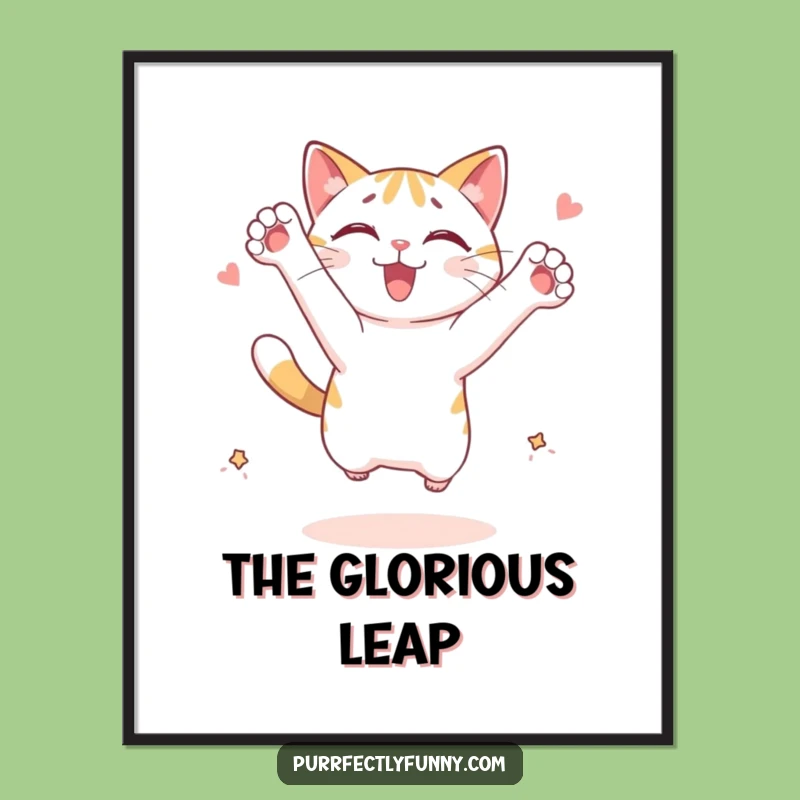 Funny Leaping Cat Digital Art: Treat Chase - Instant Funny Gift!