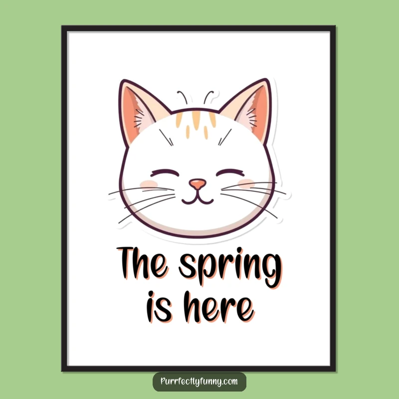 Funny Spring Whisker Cat Digital Art: Instant Whimsical Download