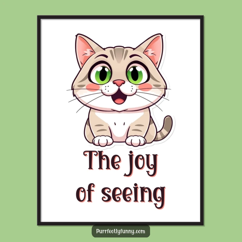 Funny Surprised Cat Digital Art: Hilarious Wide-Eyed Kitty Downloadable Print