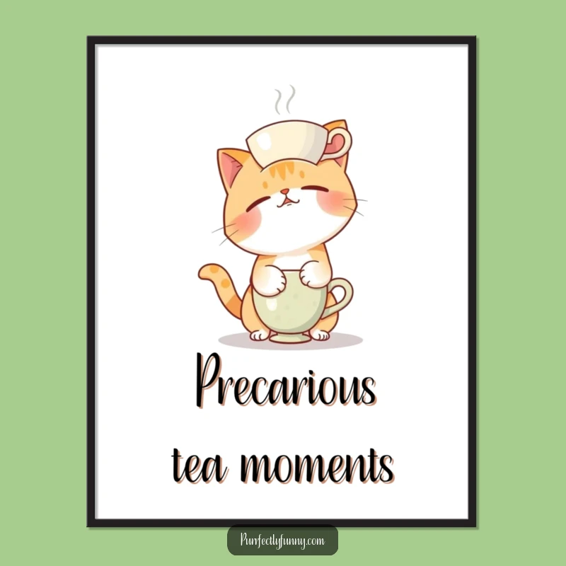 Funny Teacup Cat Fail: High-Quality Digital Art for Hilarious & Comical Decor