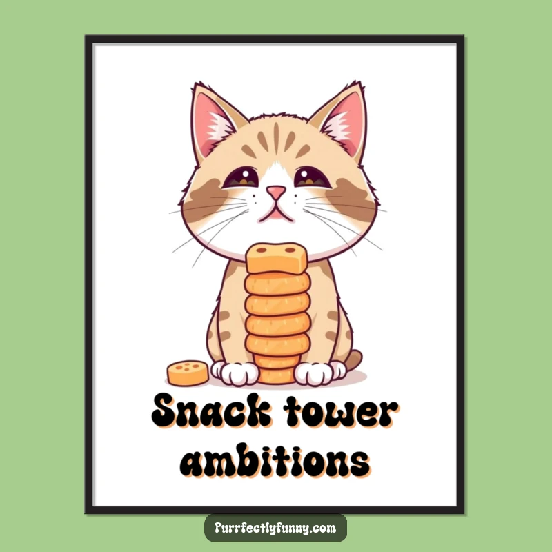 Funny Treat Balance Cat Digital Art: Instant Amusing Decor