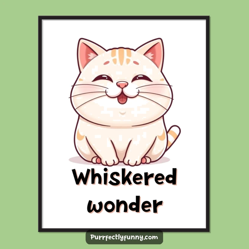Funny Wobbly Whisker Cat Digital Art Print: Instant Whimsy for Your Walls