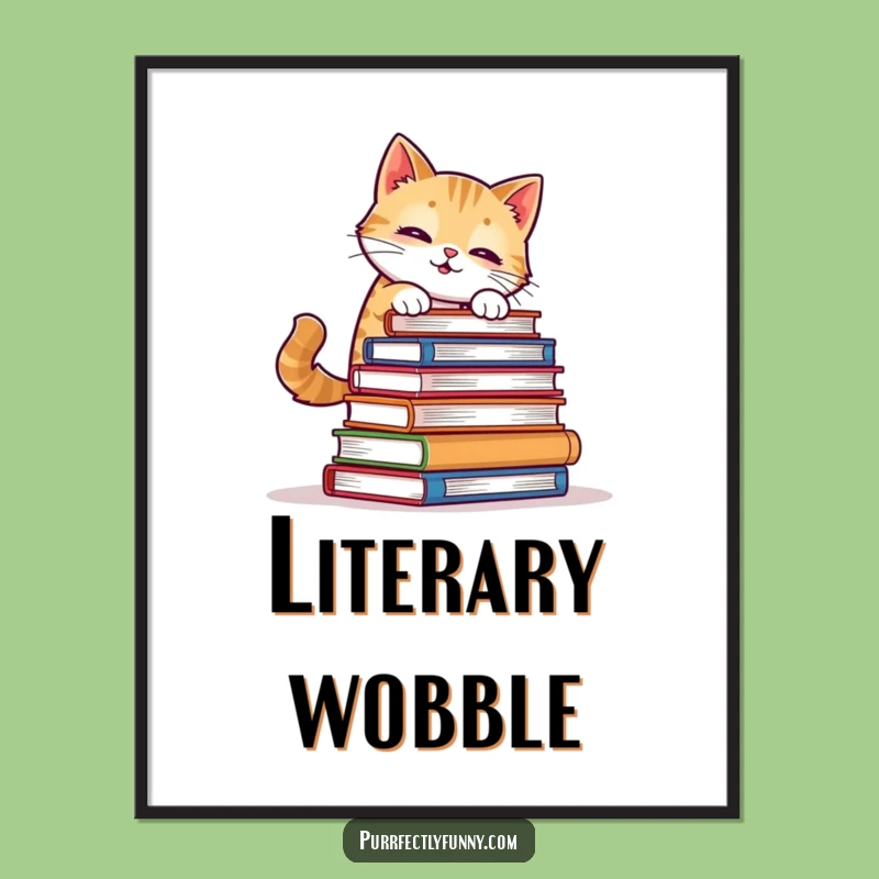 Funny Cat Book Balance Digital Art - Instant Literary Humor for Your Walls