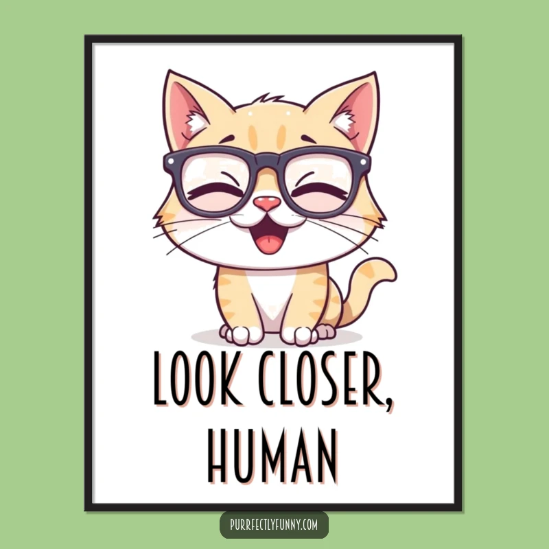Funny Cat Digital Art: Giggling Character with Silly Glasses for Instant Humorous Decor