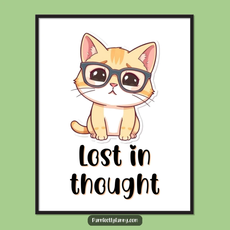 Funny Confused Cat Digital Art Print: Hilarious Bewildered Feline Wall Art for Amusing Spaces