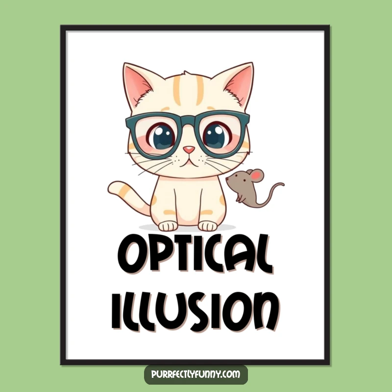Funny Digital Art: Surprised Cat in Glasses - Instant Humorous Decor!