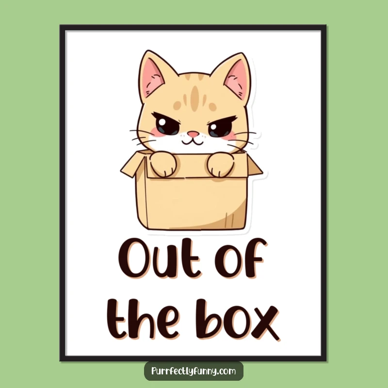 Funny Cat in Box Digital Print: Instant Mischievous Art for Your Walls