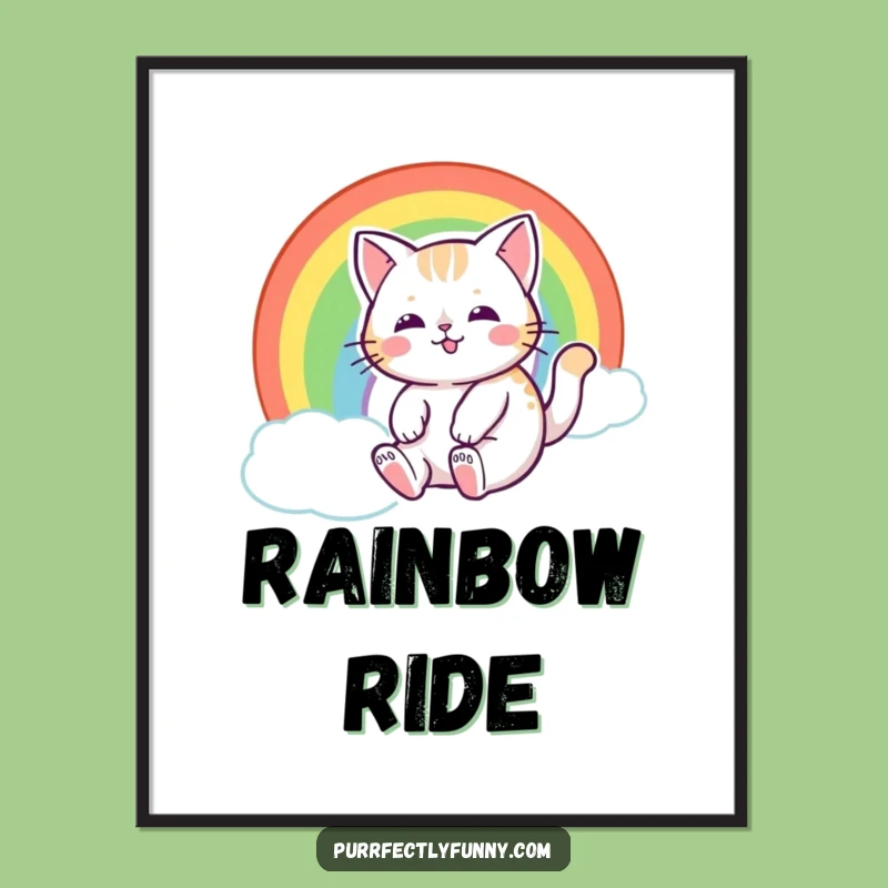 Funny Rainbow Cat Digital Art - Instant Magical Decor for Instant Smiles