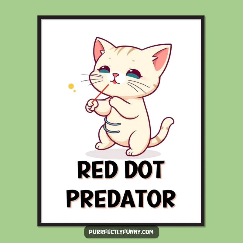 Funny Laser Cat Digital Art: Coiled Spring, Hilarious Wall Decor Download