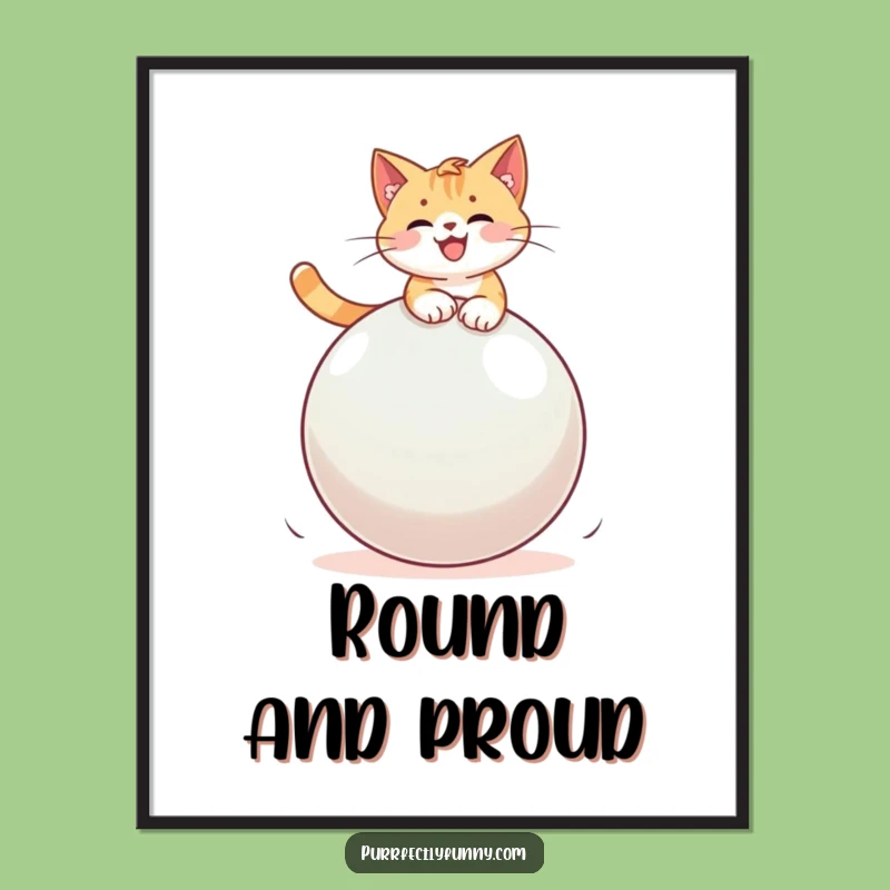 Funny Cat Bouncy Ball Digital Art: Instant Hilarious Decor, Perfect Gift for Walls