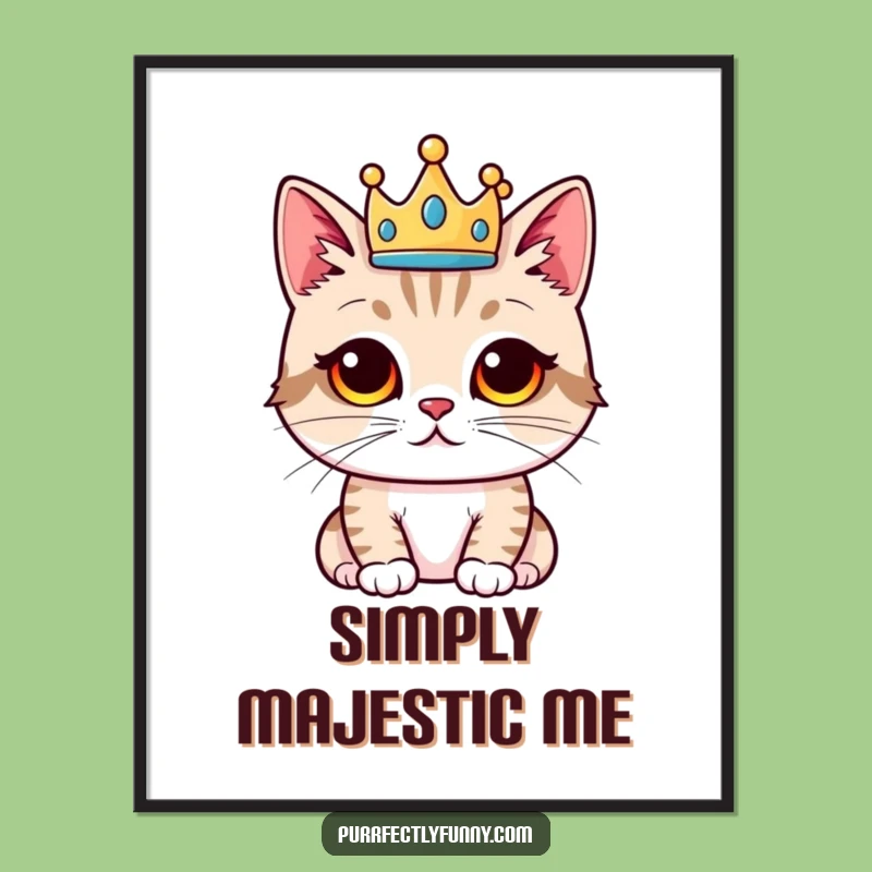 Funny Proud Cat Crown Digital Print - Instant Royal Wall Art!