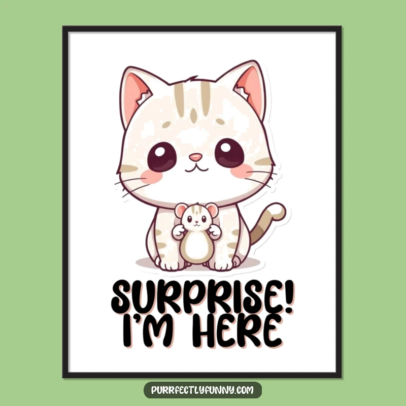 Funny Surprised Cat Digital Art - Instant Download Humorous Print - Perfect Gift!